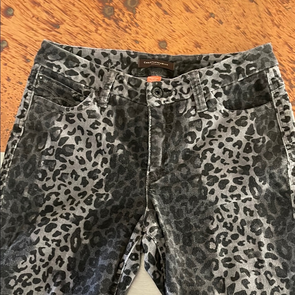 Gray Leopard Print Jeans